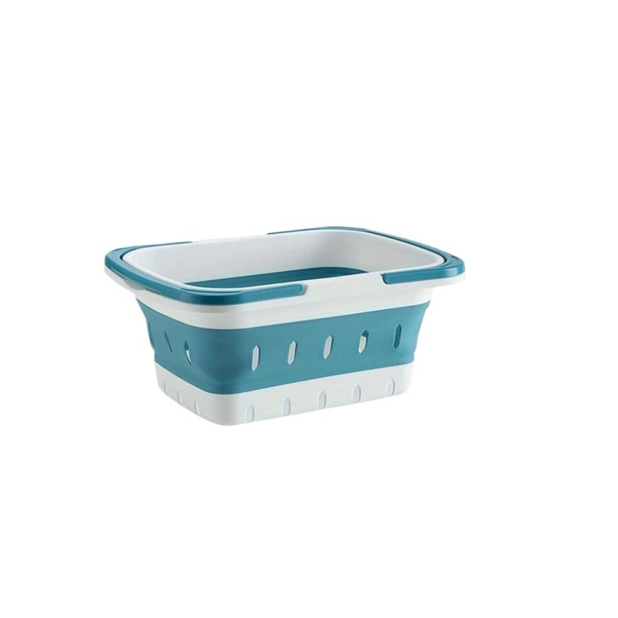 

Collapsible Plastic Storage Basket with Handles - Multipurpose Organizer for Bathroom, Kitchen, Dorm & Gym синий