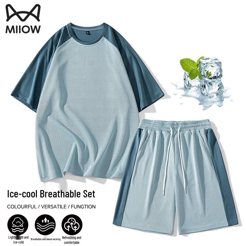 MiiOW Men s Ice Silk Breathable Sport Set M