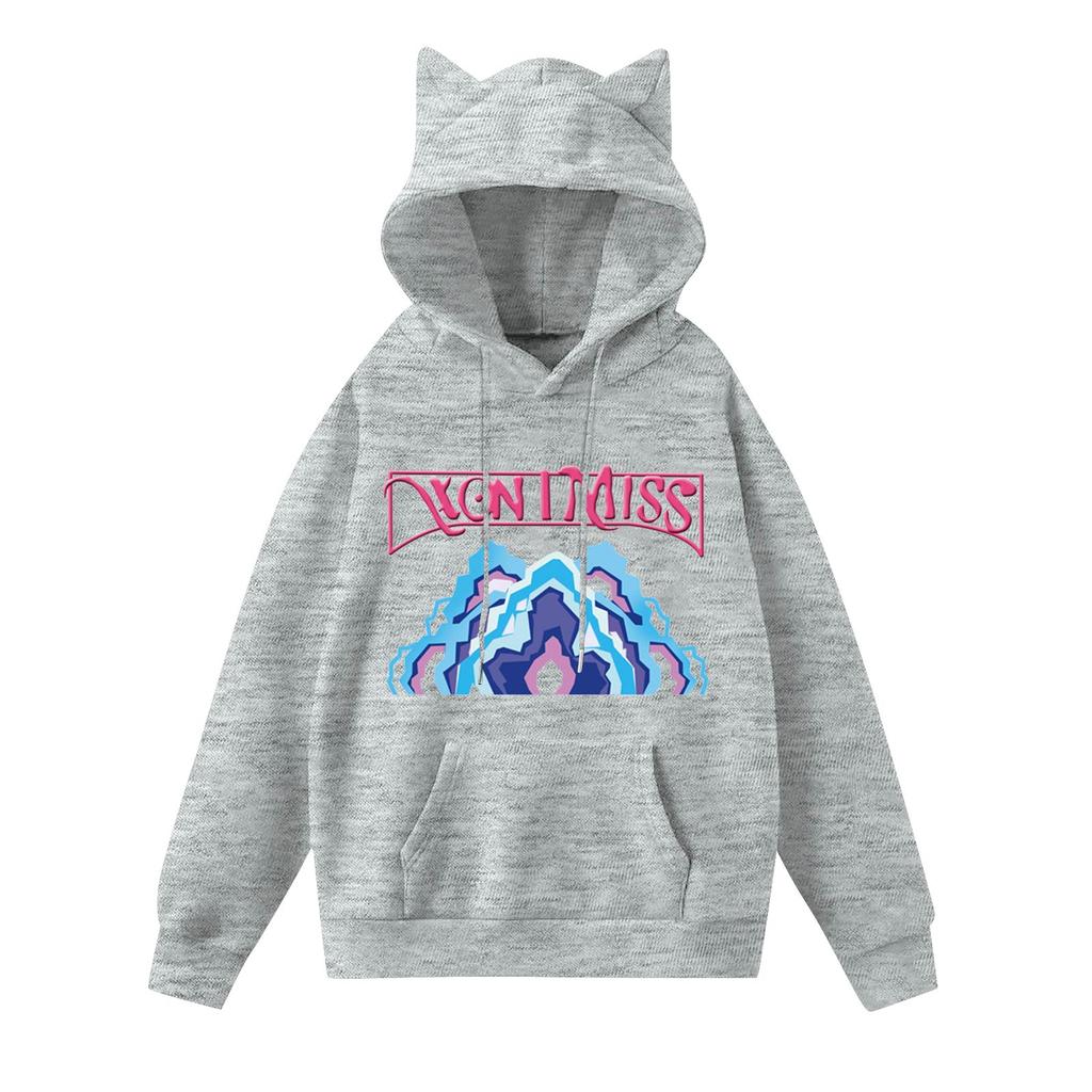 Ladies Fashion Casual Long Sleeve Printed Round Neck Hoodie Pullover Top With  Pockets