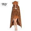 Versatile Pajama Cloak Halloween Wearable Blanket Hoodie, Cozy Hooded Highland Cow Cape, Soft Plush Sloth Black Cat for Women Home Loungewear