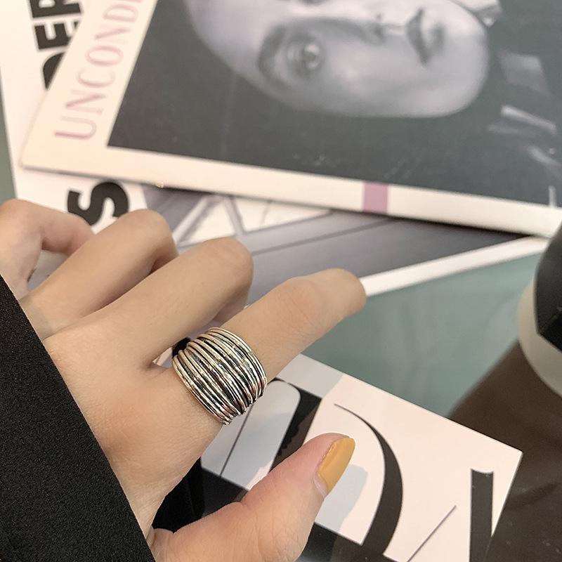 European & American Multi-layer Retro Belt Buckle Ring for Women - Korean Style Trendy Index Finger Ring Adjustable Opening