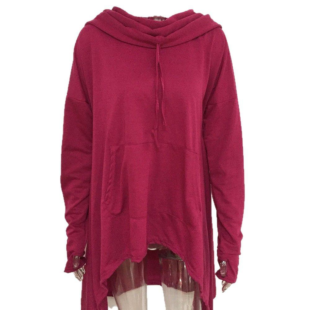Felpa con cappuccio lunga tinta unita stile europeo americano 9308 per autunno e inverno