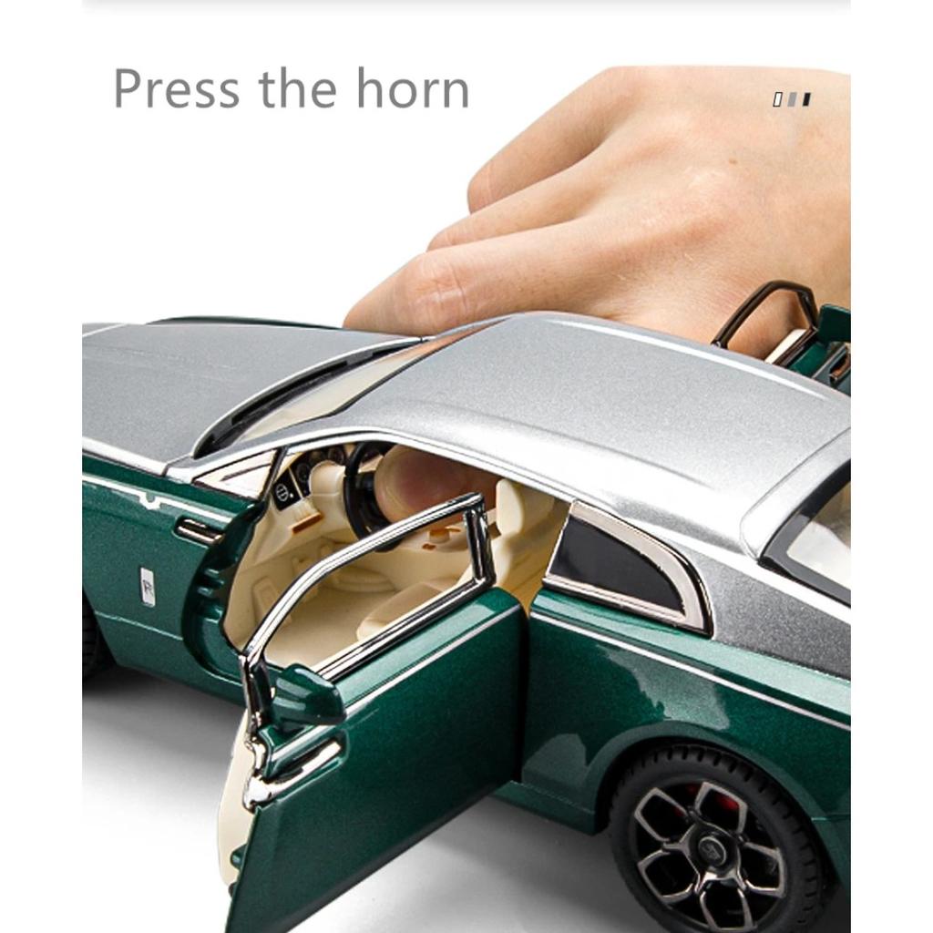 1/22 Legering Bilmodell Leksaker Rolls Royce Wraith Signage Lyx Diecast Metal Model Collection Simulering Ljud Ljus Barn Presenter