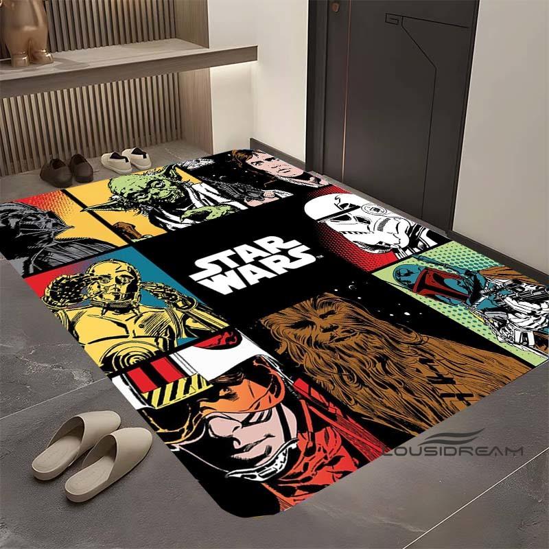 Kober s motivem Star Wars, vhodný do obývacího pokoje, retro vzor galaxie, vesmírné hvězdolety, velká protiskluzová rohožka, koupelnová předložka, domov