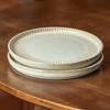 Retro Relief Striped Ceramic Plate Dinner Plate Household Western Plate Steak Plate Pasta Plate Round Vegetable Plate