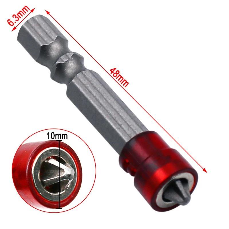 Screwdriver Bits Red Head Magnet Driver Hex Shank with Magnetizer Cross Magnetic Bit Hand Electric Screw Tool Accessories