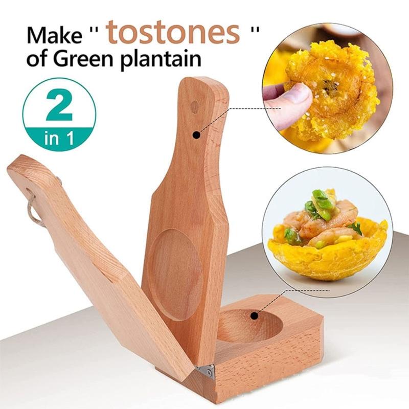 Green Plantain Wood Tostonera Wood Tostonera Plantain Press Tool Fried Plantains Maker 2in1 Banana Smasher and Maker