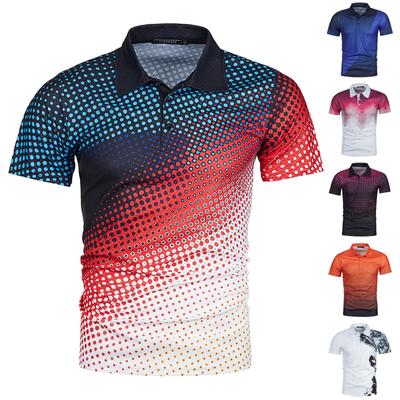 (Qunide) Neue Herren-Sommermode, lässiges 3D-Druck-Poloshirt, Revers, lässiges Kurzarm-Oberteil