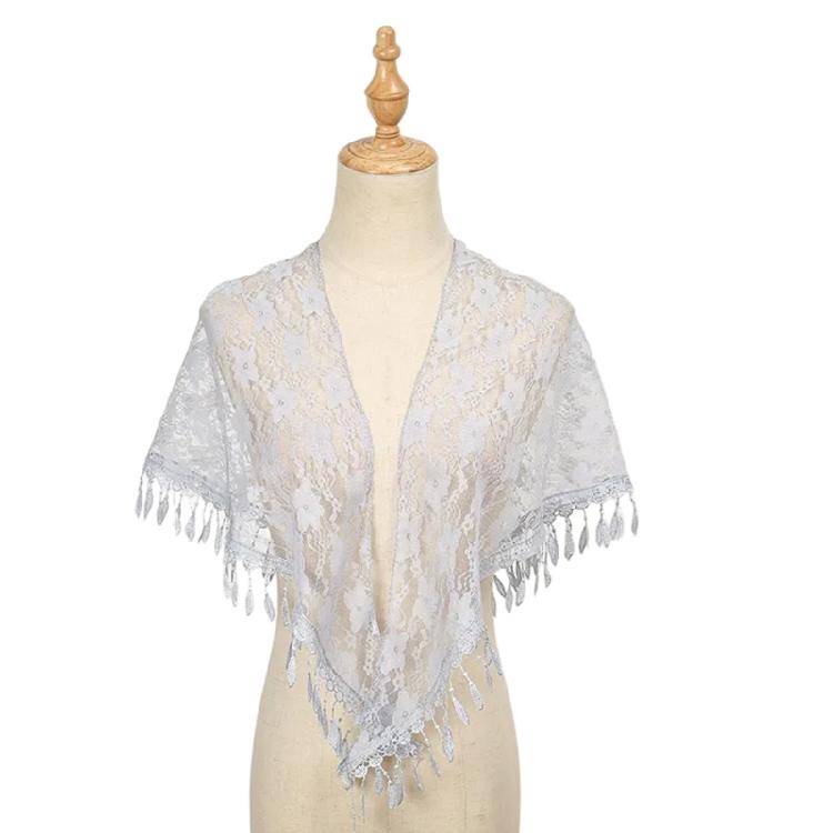 Stylish Lace Triangular Headscarf Hollowout Fringed Shawl With Flower Pattern Great For Fashion Enthusiasts Women Favor
