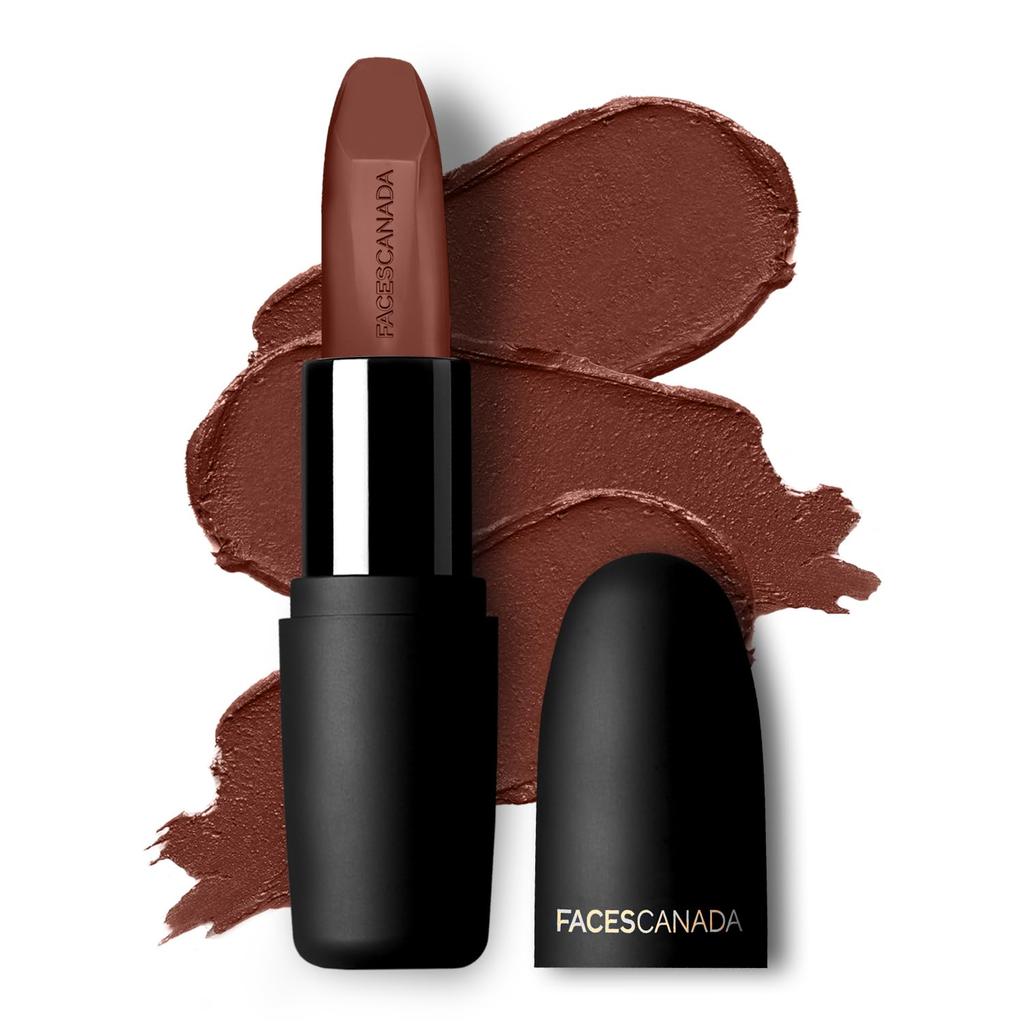 FACES CANADA Weightless Matte Lipstick - Forsake Beauty 01 (Brown), 4.5g | Highly Pigmented Lip Color | Smooth One Stroke Glide | Moisturizes & Hyd