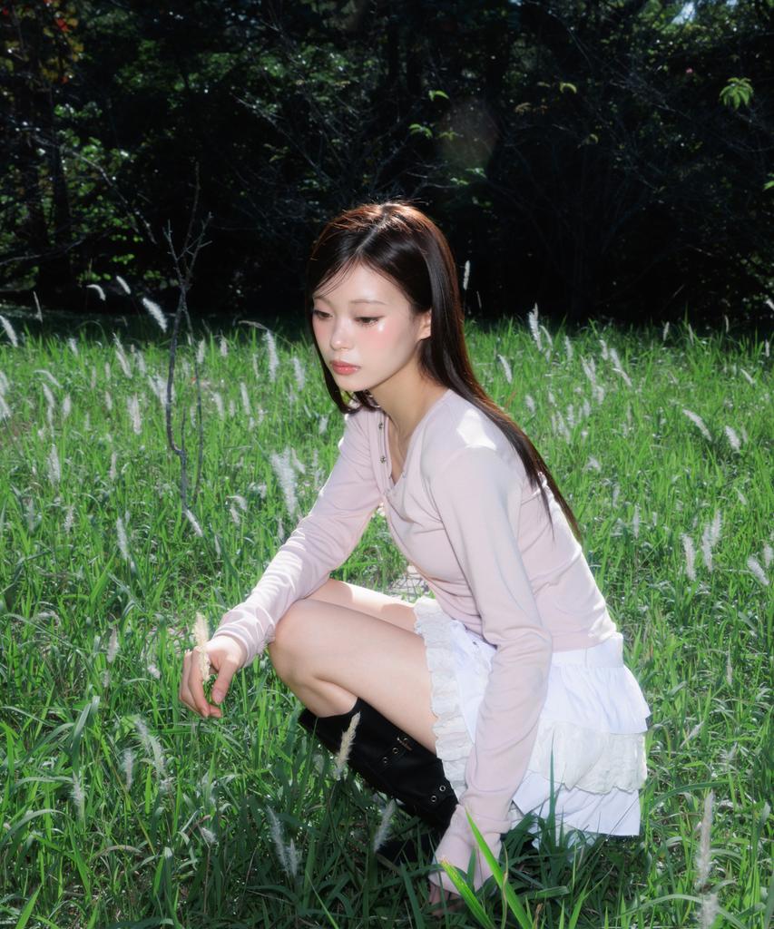 ROSEFRANTZ Unbalanced Shirring Long Sleeve [Pink]