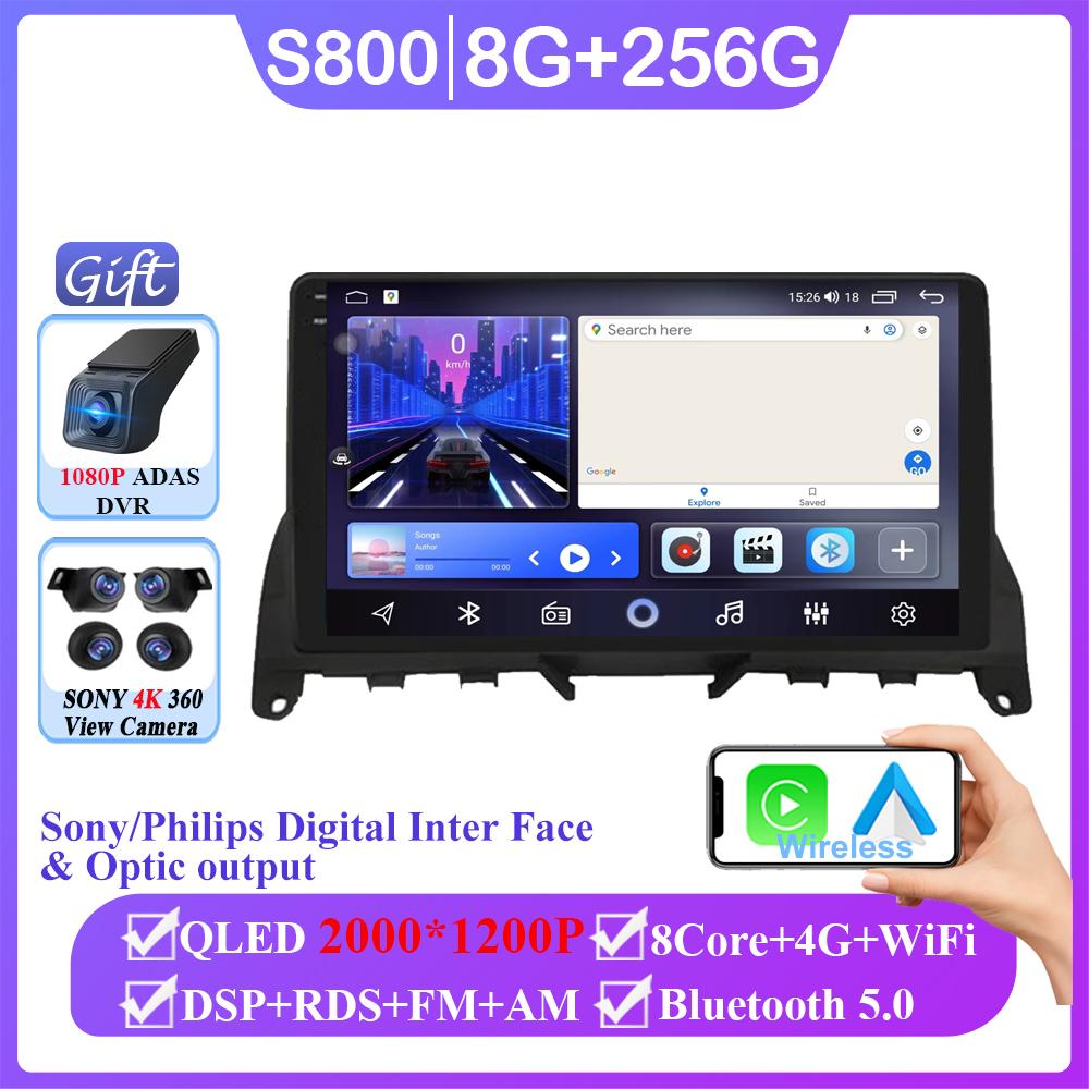 CARPLAY Radio Android For Mercedes Benz C Class 3 W204 S204 2007-2010 DVD GPS Automotive Multimedia Touch Screen Stereo Wifi BT