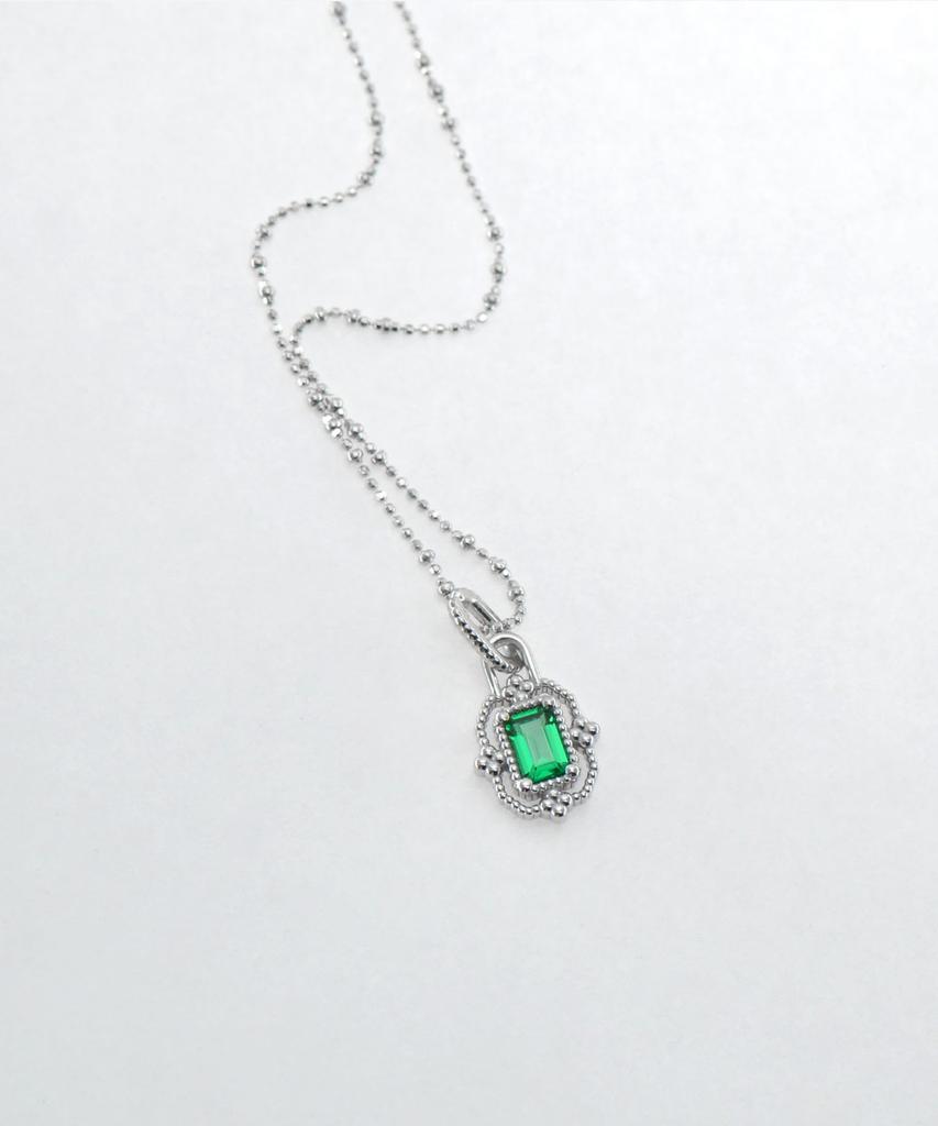 Vivus Rapillus Royal Green White Gold Silver Necklace