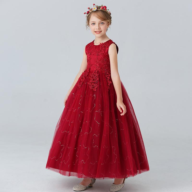 Girls Kids Puffy Princess Dress Wedding Party Performance Flower Girl Dress