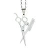 Stainless Steel Hairdresser Scissors Comb Necklace Pendant - DG-022