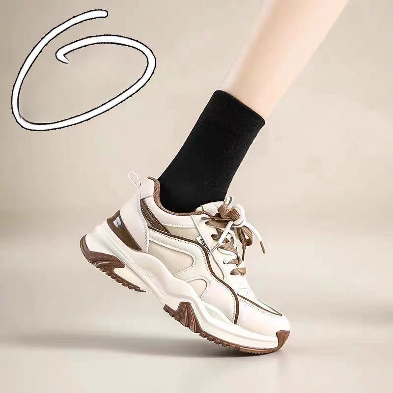 

Туфли Panda Dad на толстой подошве, женские, весна-осень, новые универсальные белые туфли с флисовой подкладкой, повседневные кроссовки 35