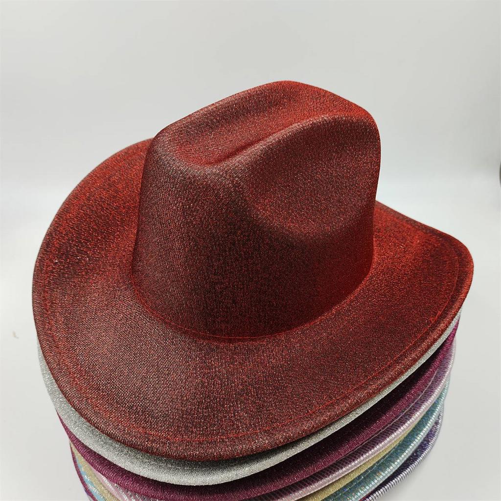 Silberfarbener Glitzer Cowboyhut Western cowboy Männer und Frauen Retro Party Bühnenparty Cowboyhut Outdoor Ritterhut Großhandel