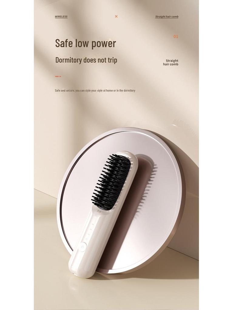 Rechargeable Wireless Ceramic Hair Straightener Comb - Fast Heating & Negative Ion Technology