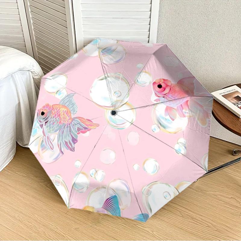 

1pc Goldfish Bubbles Automatic Folding Umbrella - Portable Collapsible Design, 8-Rib Iron Frame, Playful Design yy251215245