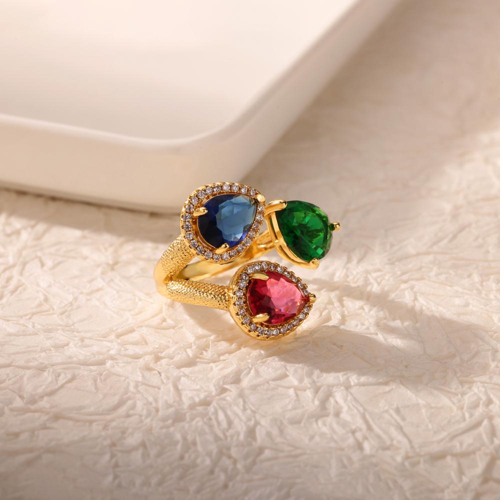 Luxury Zircon Flower Stainless Steel Rings Zircon Adjustable Ring Women Wedding Anti Fading Zircon Vacation Accessories Gift