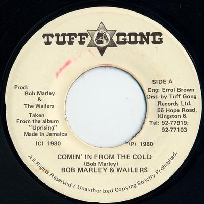 7inch Record BOB MARLEY  THE WAILERS  Comin In From The Cold None Tuff Gong 1980 Jamaica Reggae Ska  Dub Used