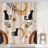 1Pc Nordic Art Cartoon Black Cat Print Shower Curtain Partition Privacy Hanging Bathroom Curtain With Hooks Decoration Curtain
