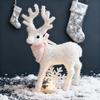 Yousheng Christmas Reindeer Figurine Plastic White Elk Sculpture with Scarf Small Deer Statue Table Ornaments for Xmas Tabletop Mantel Shelf Decor
