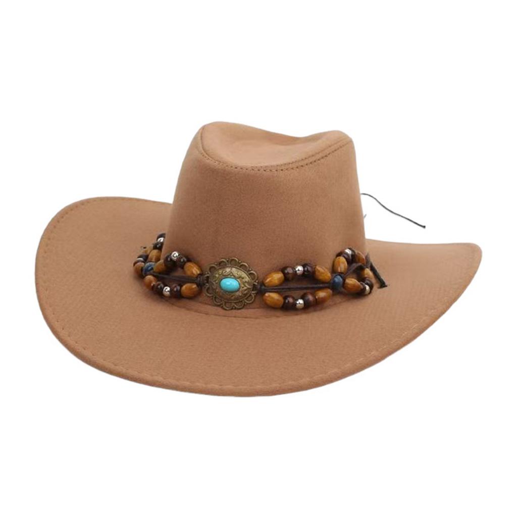 Western Style Sun Hat with Wide Brim for Men Women Outdoor UV Protection Breathable Cowboy Hat for Summer Riding Camping