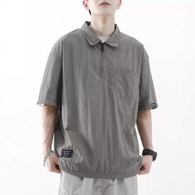 Polo da uomo a maniche corte, sottile, traspirante, assorbi-umidità, vestibilità ampia, resistente alle pieghe, casual, sportiva, con colletto