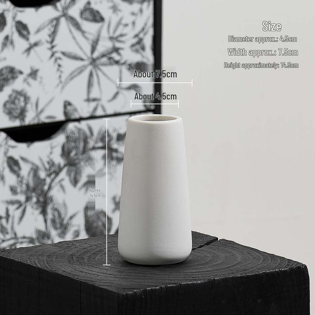 Nordic White Minimalist Ceramic Vase for Dried Flowers - Modern Hydroponic Decoration for Living Room or Dining Table.