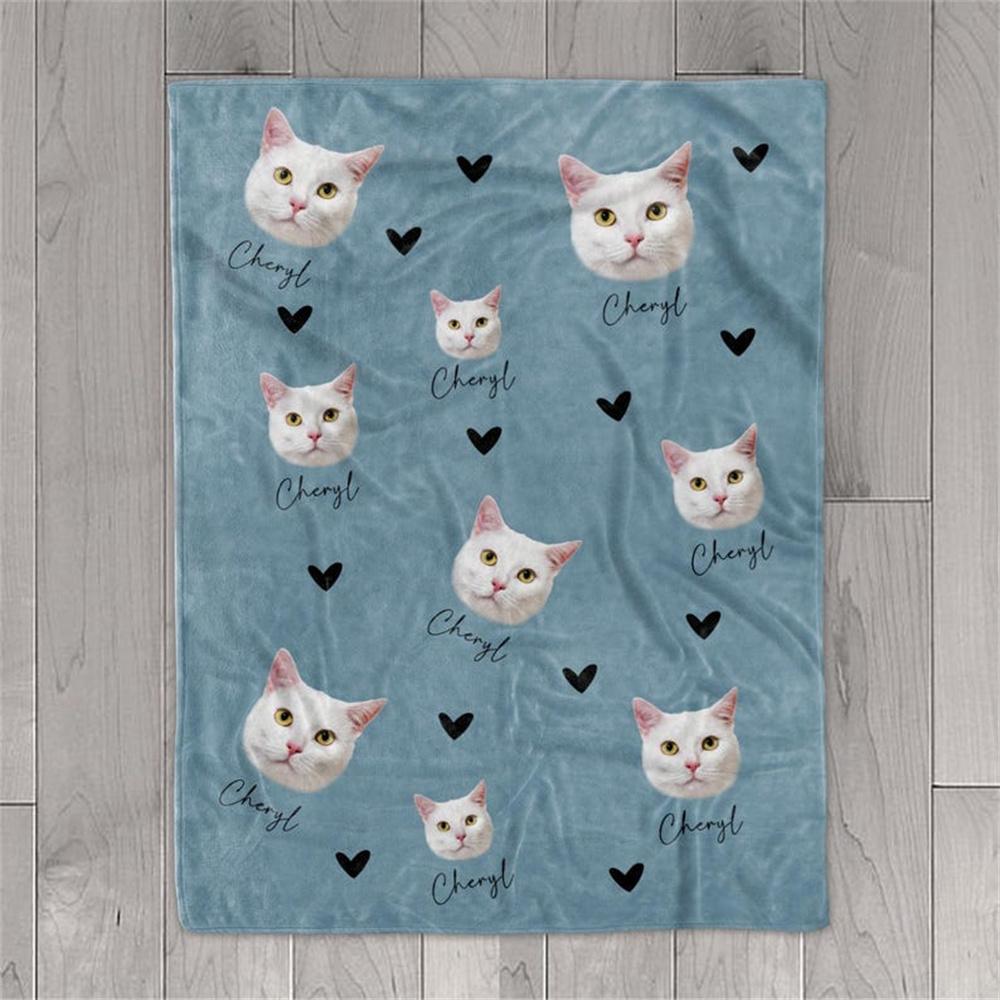 Personalized Pet Head Face Blankets For Cat Dog Custom Photo Blanket  With Name Throw Blanket Memorial Gifts