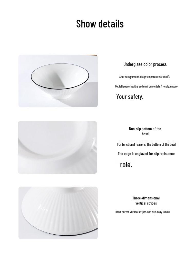 Nordic Ceramic 8" Noodle Bowl - Creative, Simple, Versatile for Rice, Soup, and Instant Noodles