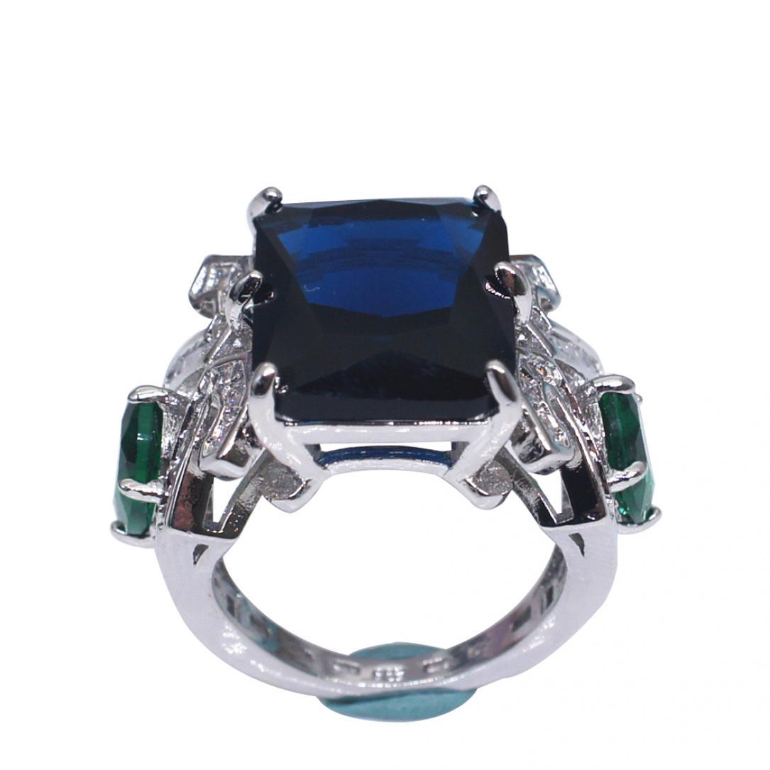 

Роскошное большое квадратное женское кольцо на палец для вечеринки, банкета, ювелирный декор US 8 серебряный