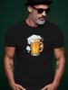 Cotton Crew Neck Tshirt with Beer Mug Graphic