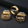 Stainless Steel Ring Set 5 Pieces of 18K Gold Plated Rotatable Decompression Rings, Men's Hip Hop Hollow-Out Design