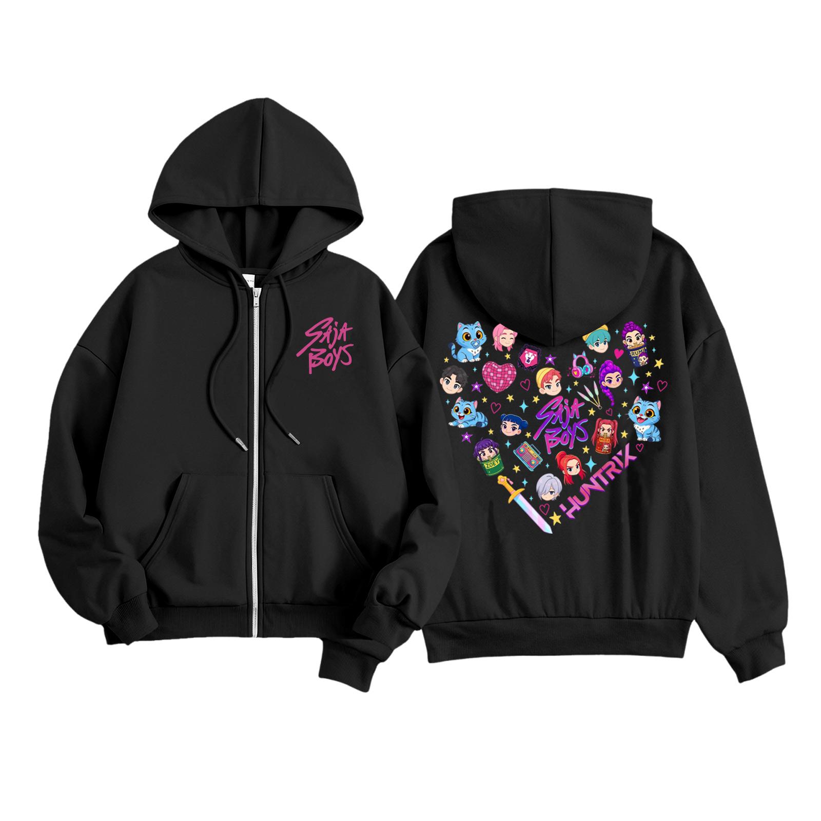 

Детская мода Женская легкая толстовка с длинным рукавом на молнии Толстовка с принтом и карманами 100 чёрный