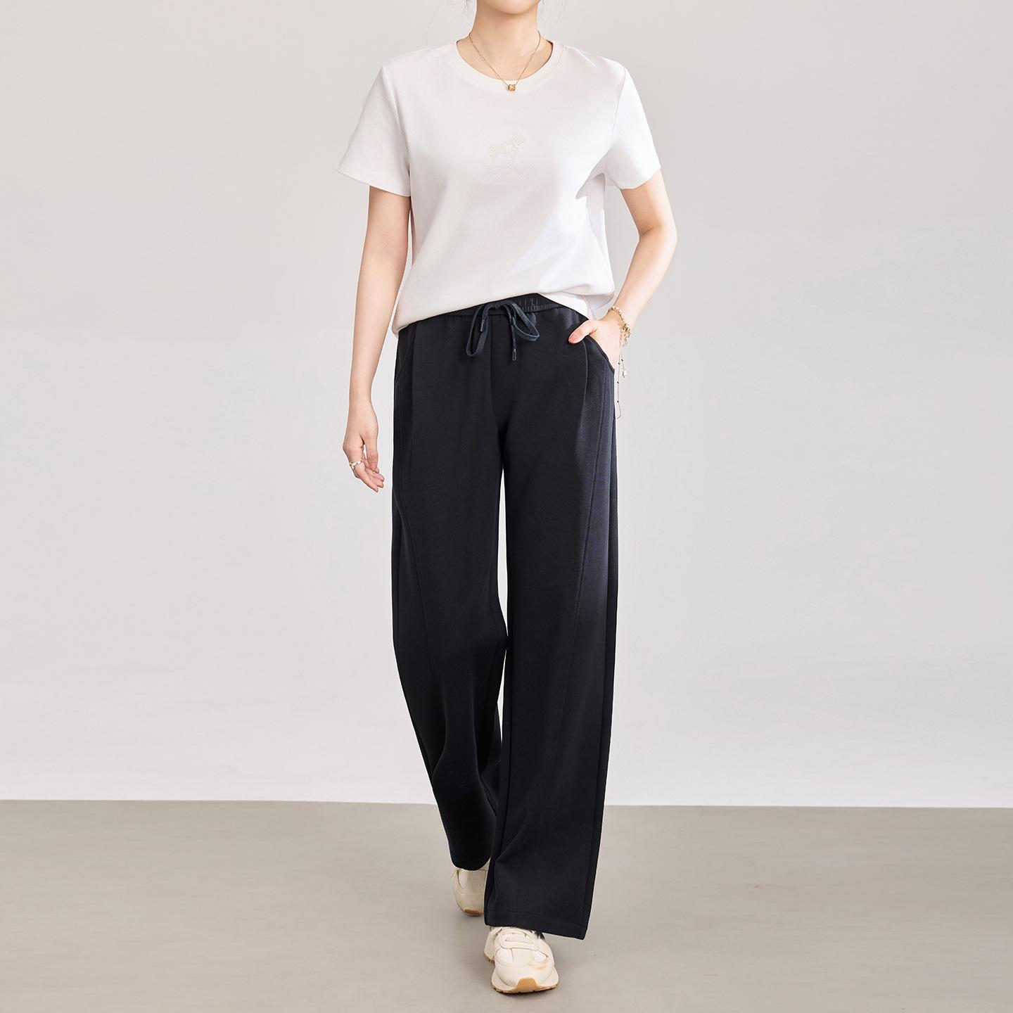 

Cool Feel Modal Cotton Tie-Waist Straight-Leg Casual Pants for Women - Summer Arrival, High-Quality Bottoms XL