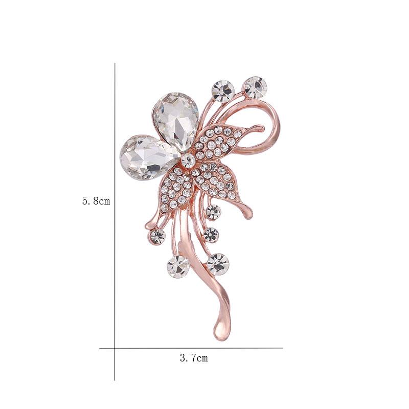 Broșă Florală de Lux cu Strasuri în Stil Coreean - Pin Elegant pentru Guler de Damă