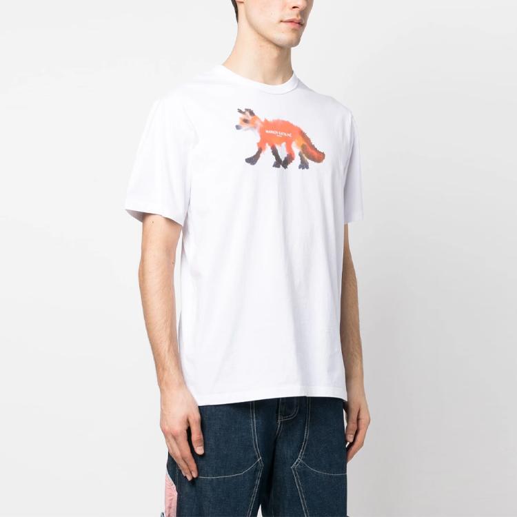 Maison Kitsune Fox Print Crew Neck Short Sleeve T-Shirt Men tops KM00105KJ0008-P100