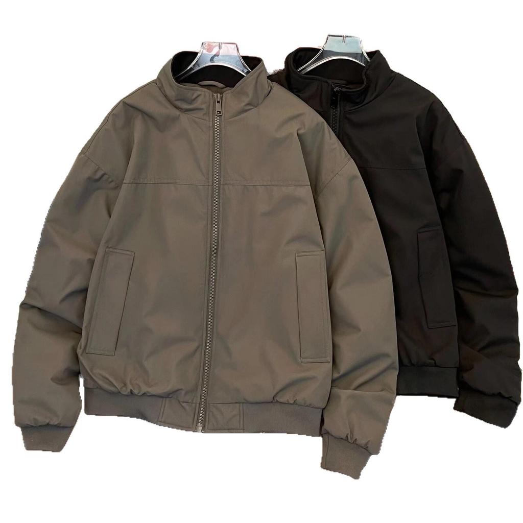 Unisex Korean Style Velvet-Thickened Pilot Jacket with Baseball Collar