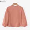 ZANZEA Women Casual Bows V-Neck Summer 3/4 Sleeve Blouse