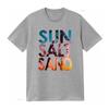 Vintage Summer Beach Sun Salt Sand Palm Tree Sunset Print Casual T Shirt Vintage Washed Soft Comfortable Breathable