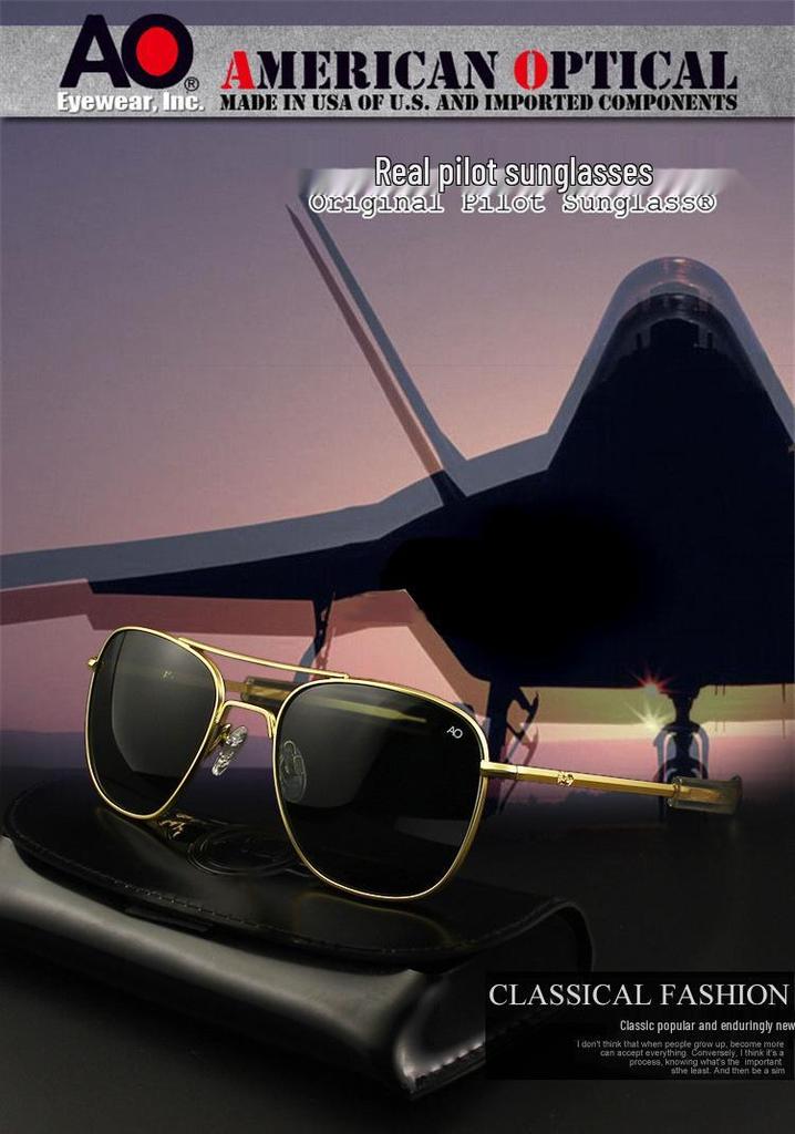 Aviator Polarized Classic Sunglasses with Anti-fall Tempered Glass and Inner Blue Film