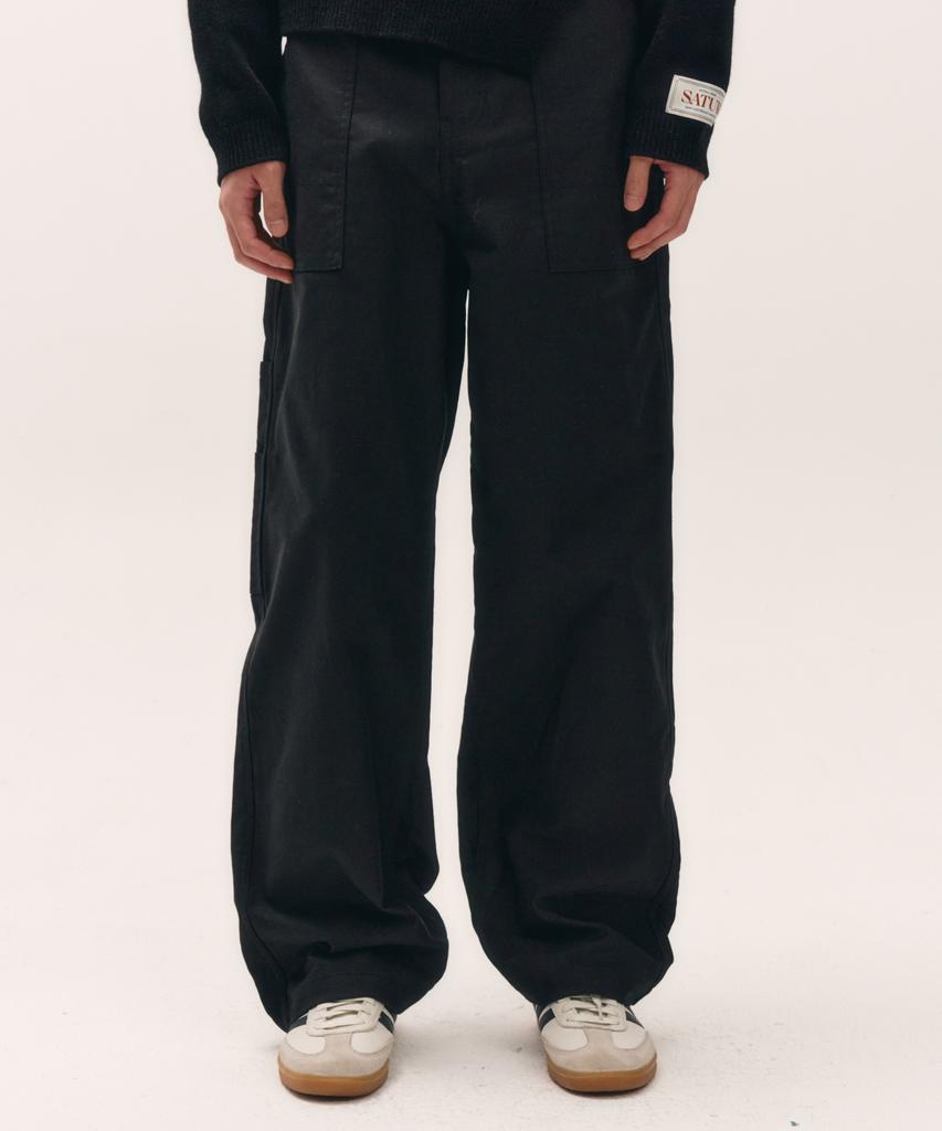 Seteo Cotton Carpenter Work Pants Black