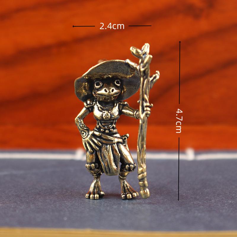 Vintage mosazná žába čaroděj soška stolní ozdoba kovové roztomilé figurky miniatury domácí a kancelářská dekorace ozdoby do auta