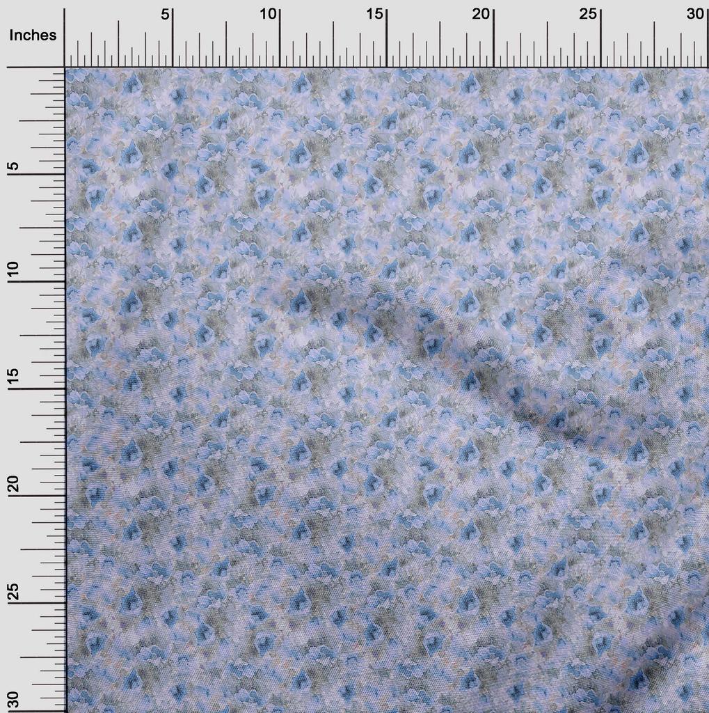oneOone Cotton Poplin Light Blue Fabric Abstract Floral Sewing Fabric By The Yard Printed Diy Clothing Sewing Supplies 42 Inch