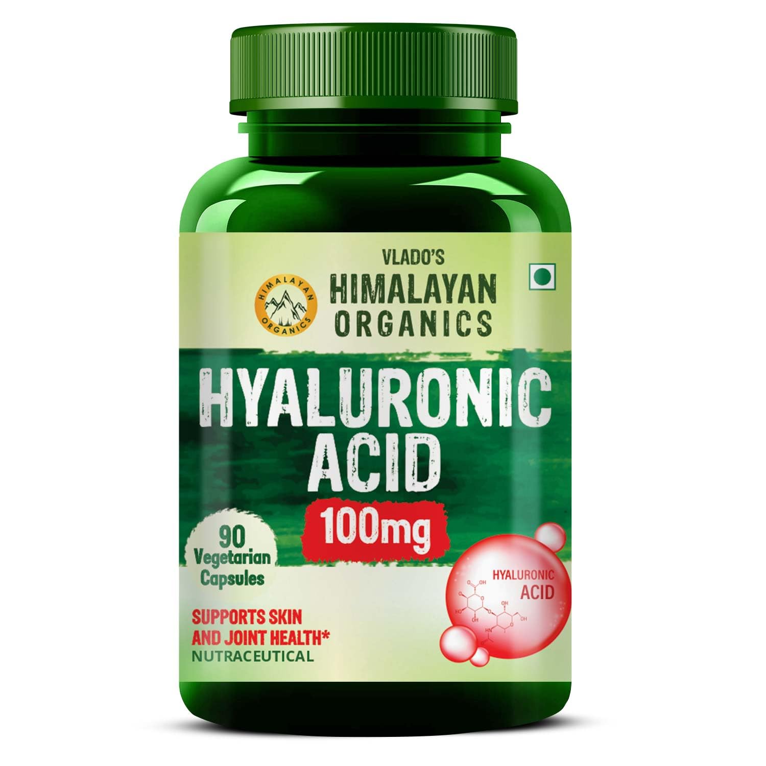 

Vlado’s Himalayan Organics Hyaluronic Acid 100 mg Capsules For Skin Hydration Joint Support Supplement 90 Veg Capsules