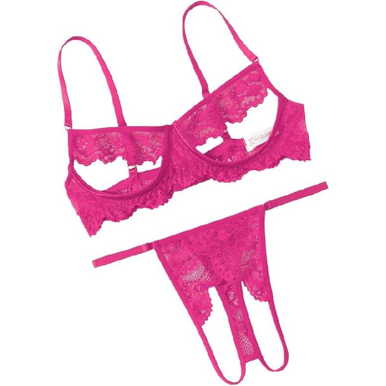 Avidlove Sexy Floral Lace Cutout Lingerie Set for Women Bra Panty 2 Piece