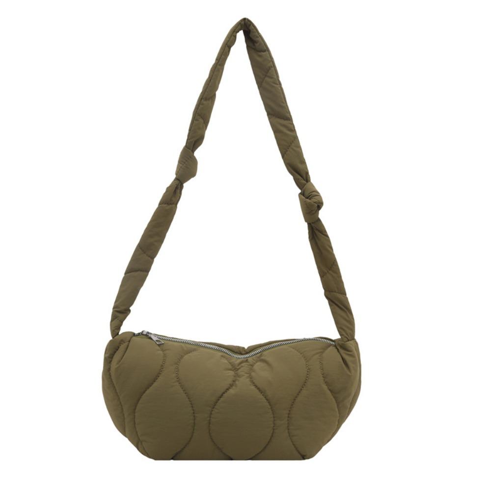 Quilted Puff Bag Padded Nylon Shoulder Bag Casual Nylon Crossbody Bag  Female