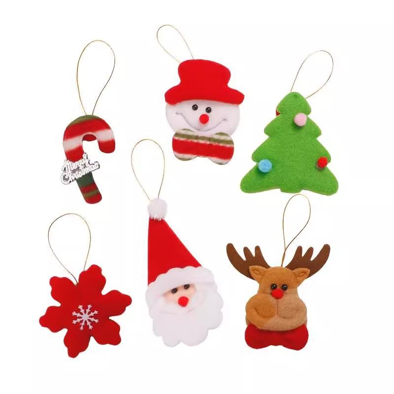 

6pcs Christmas Cute Santa Claus Plush Keychains Bag Hanging Ornaments Party Xmas Tree Stuffed Key Chain Decoration Small Gifts